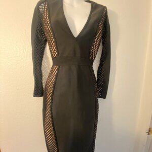 Windsor medium weight polyester spandex long sleeve with netting insets dress